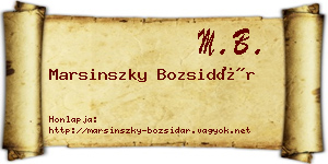 Marsinszky Bozsidár névjegykártya